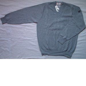 Erdos Mens Cashmere V-Neck Sweater, Gray, Medium